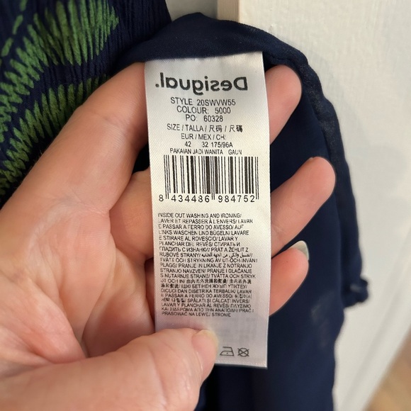 Desigual Women's Vest Anjou Dress Sleeveless Floral Light Viscose Blue Sz 42 - Picture 9 of 9